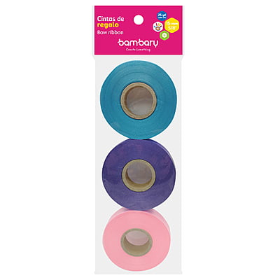 Cinta de Regalo 15 mm x 25 yd A/S 3 Und Básicos Multicolor 2
