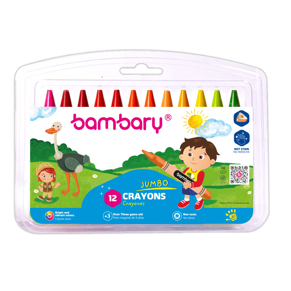 Crayones de Cera Triangulares Jumbo 11 mm x 10 cm 12 Und