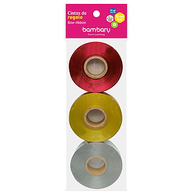 Cinta de Regalo 15 mm x 25 yd A/S 3 Und Metalizada Multicolor