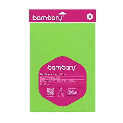 Foami Fluorescente Carta Bolsa A/S x 5 Und Set Multicolor