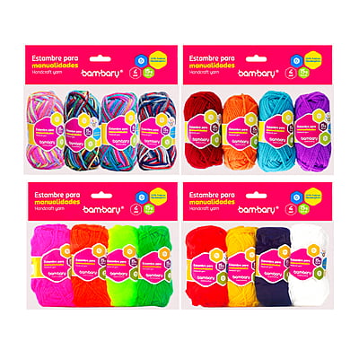 Estambre P/ Manualidades 15grs A/S Pqt. 4 Und. Multicolor