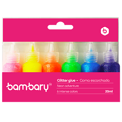 Goma Escarchada Colores Neón 20 ml (6 Und)