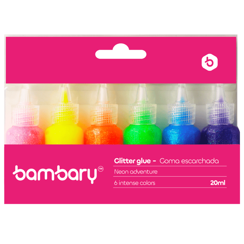 Goma Escarchada Colores Neón 20 ml (6 Und)