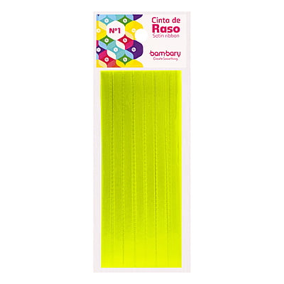 Cinta Raso Madeja No. 1 (1/4" o 7 mm) A/S x 5 m Verde Neón